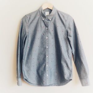 Gap Polka Dot Fitted BF Button Up Shirt